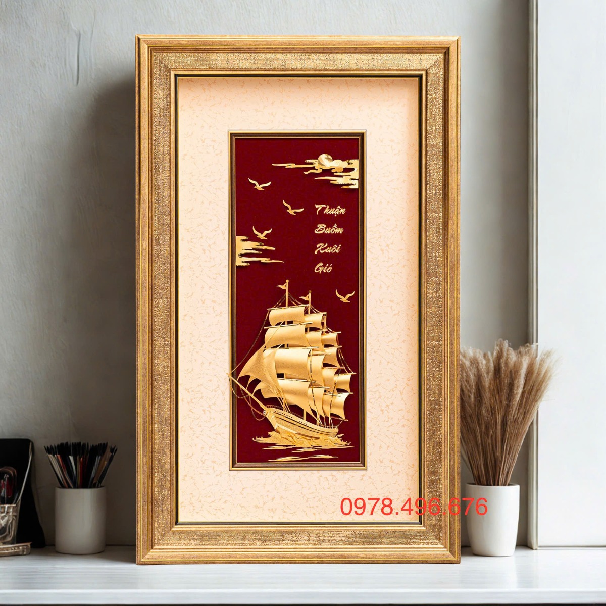 Tranh Thuận Buồm Xuôi Gió Dát Vàng 24K
